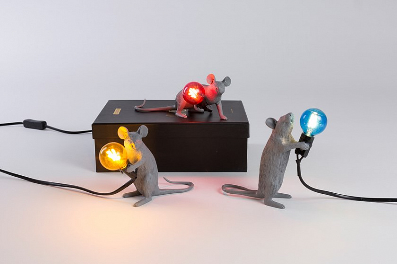Свет Seletti Grey mouse lamp sitting